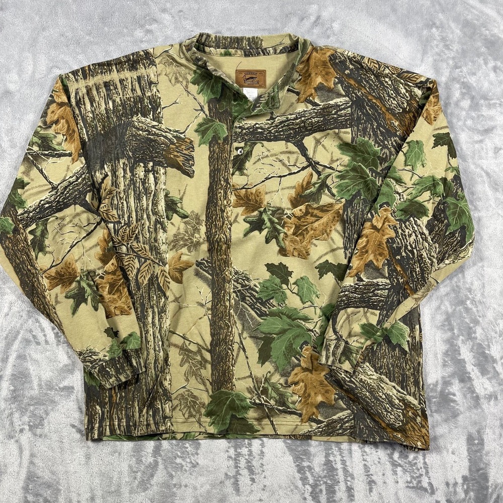 Dubak Camouflage Long Sleeve‎ Henley Shirt Men's XLarge Regular Realtree